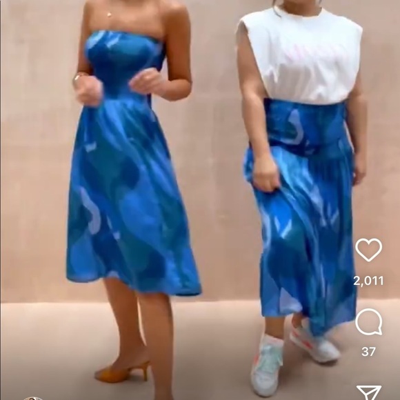 Asos Curve Never Fully Dressed shirred blue skirt abstract print swirl 14US - Picture 12 of 12